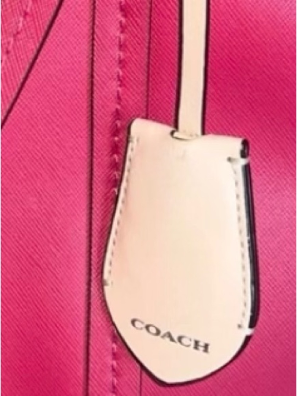 Coach Hot Pink Leather Tote with Signature Tag - Picture 5 of 7